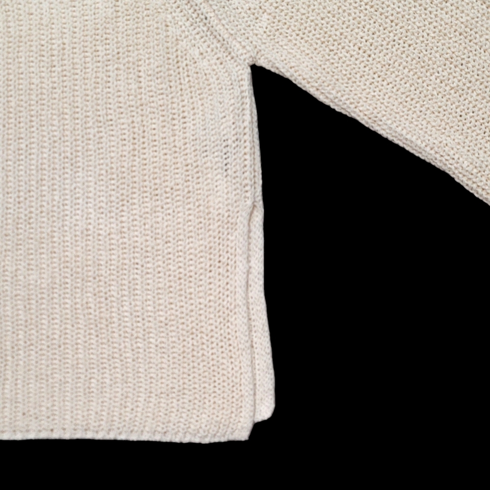 Women's Sweater MASSIMO DUTTI Purl Knit Linen & Cotton, Color Ivory, Size XS - Picture 7 of 15